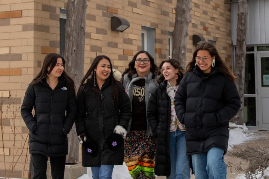 Indigenous students walking proudly at UM